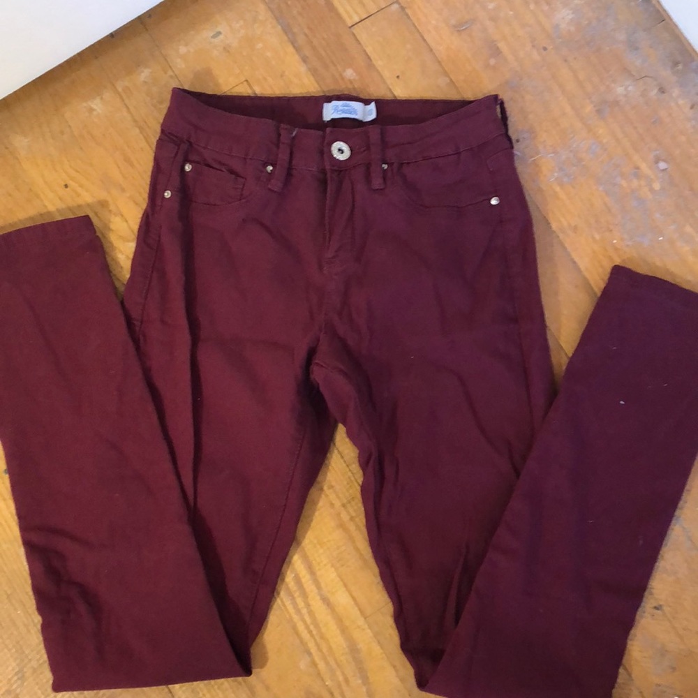 red skinny pants